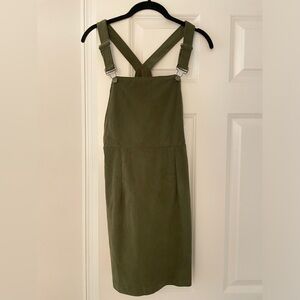 Olive Green Corduroy Overall Dress
